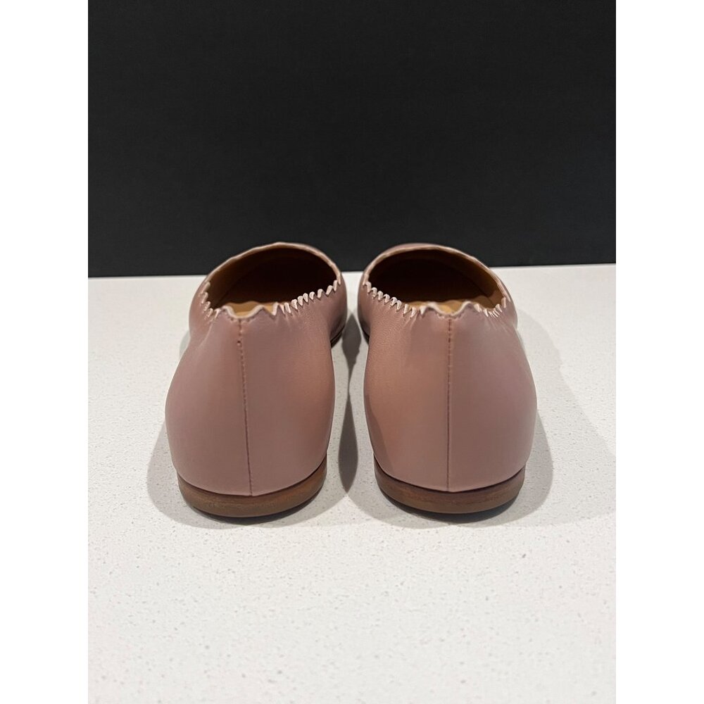 CHLOÉ Lauren scalloped blush leather ballet flats size 38.5 NEW - Picture 4 of 10